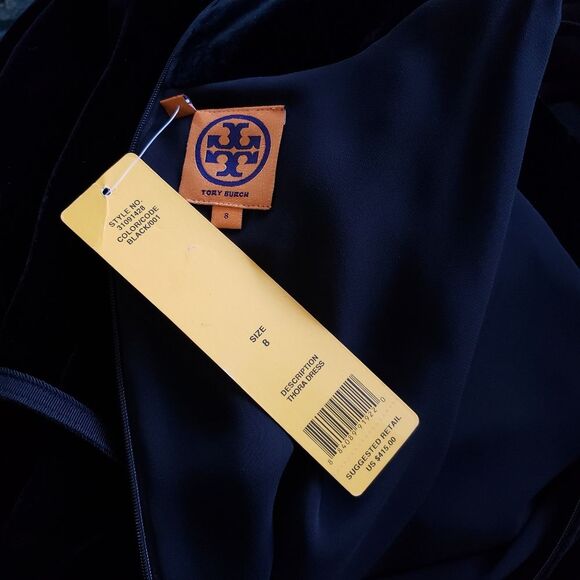 Tory Burch Thora Velvet Sleeveless Round Neck Embellished Belted Dress Size 8 - Picture 11 of 13